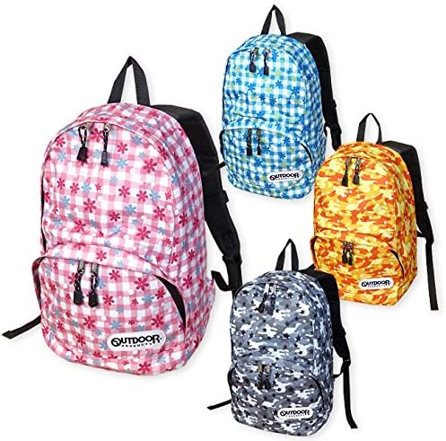 Amazon 子供 リュックサック Dパック バッグ 女の子 男の子 Outdoor アウトドア ブランドロゴ 総柄 チェック カモフラ 女児 男児 キッズ ジュニア 4 ブラックカモ Outdoor アウトドア リュックサック