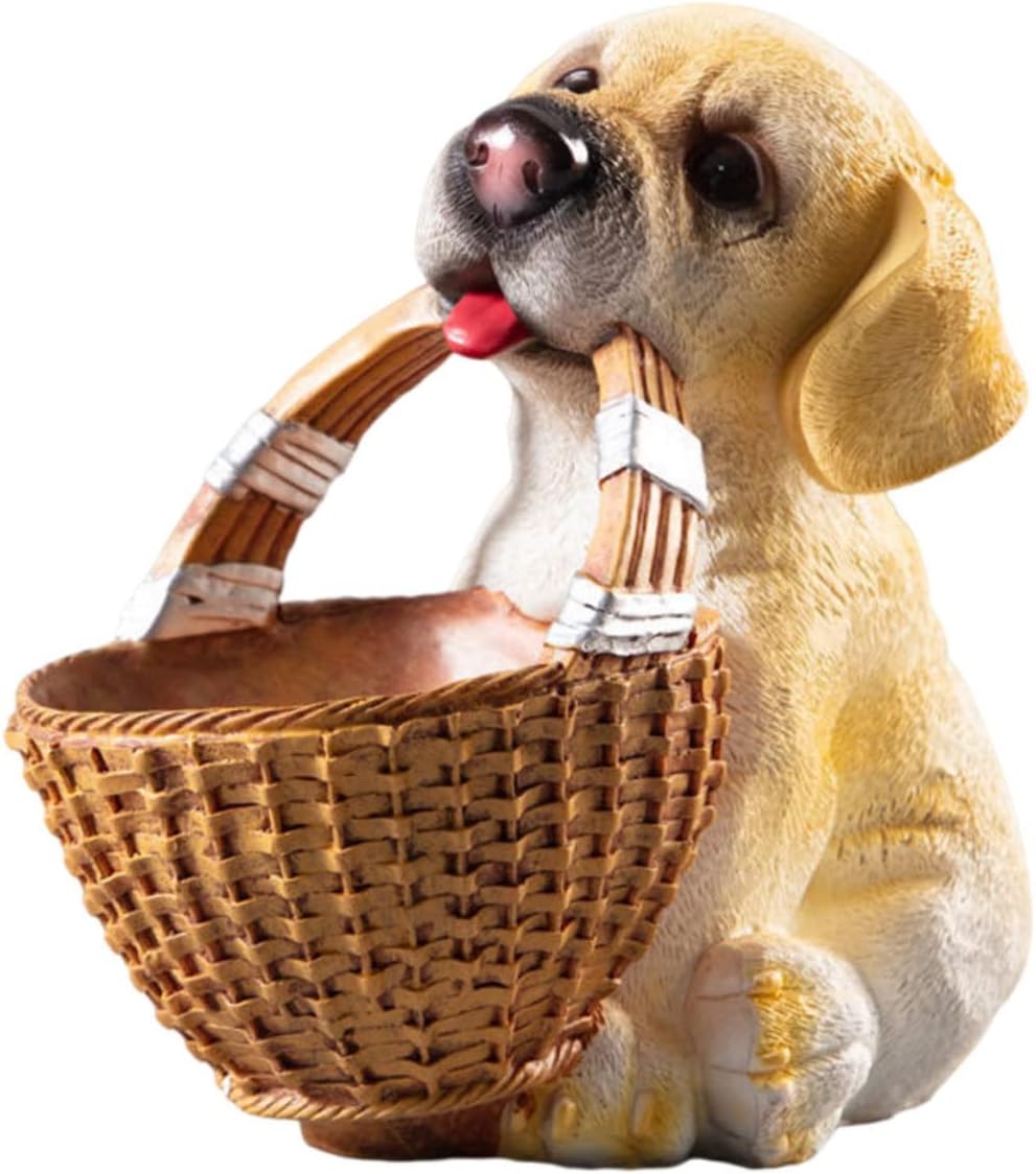 Dog Candy Dish, Cute Labrador Storage Box, Resin Dog Basket Statue Decoration, Animal Sculpture Home Desktop Decoration, Unique and Interesting Keychain Bowl, Sundries Storage Basket