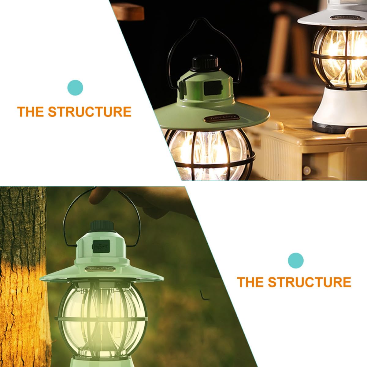 Retro Campinglampe Zeltlampe mit 3000mah Akku und Helligkeit