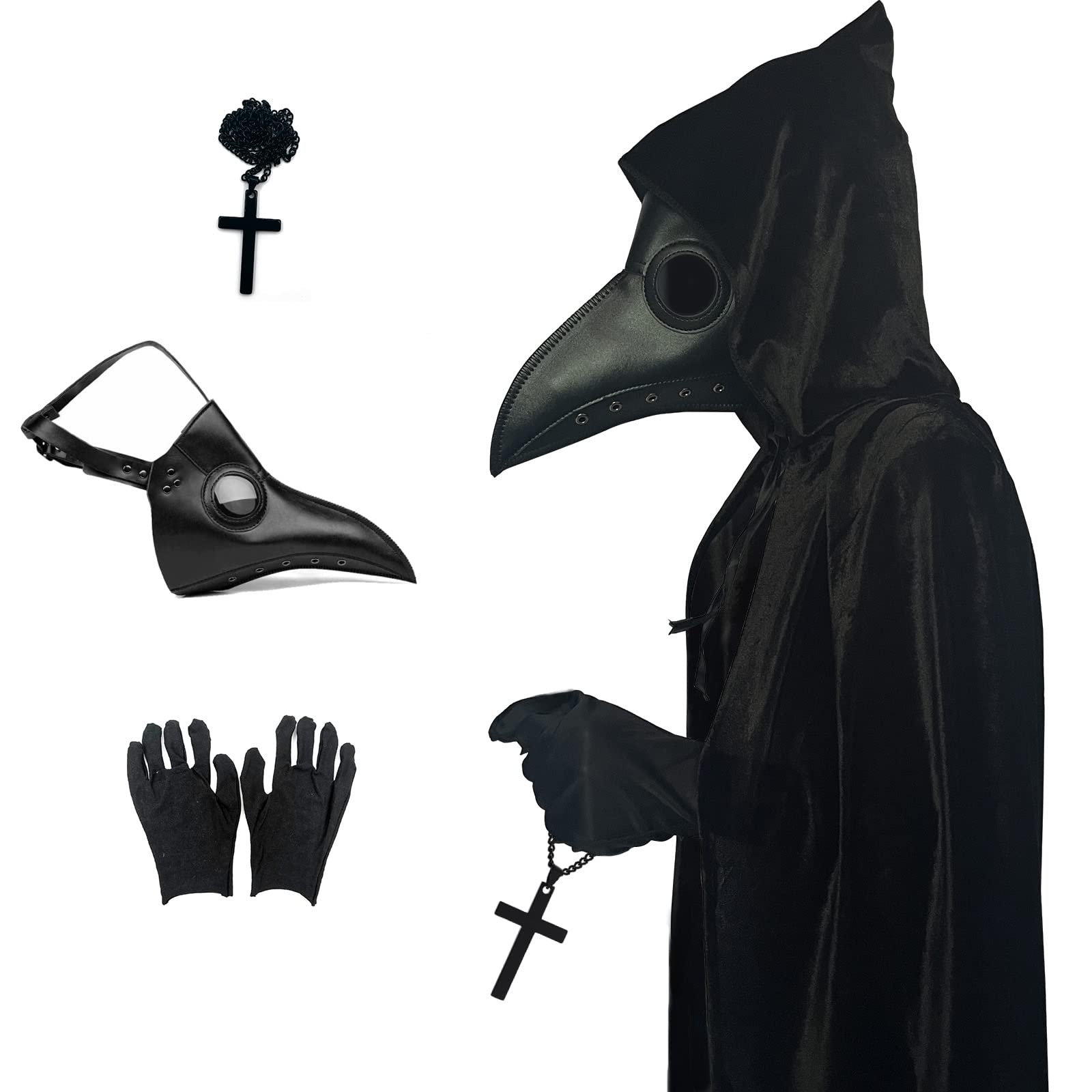 Masque Corbeau Noir Réaliste En Latex CreepyParty - Pour Halloween, Fêtes Déguisées Et Cosplay