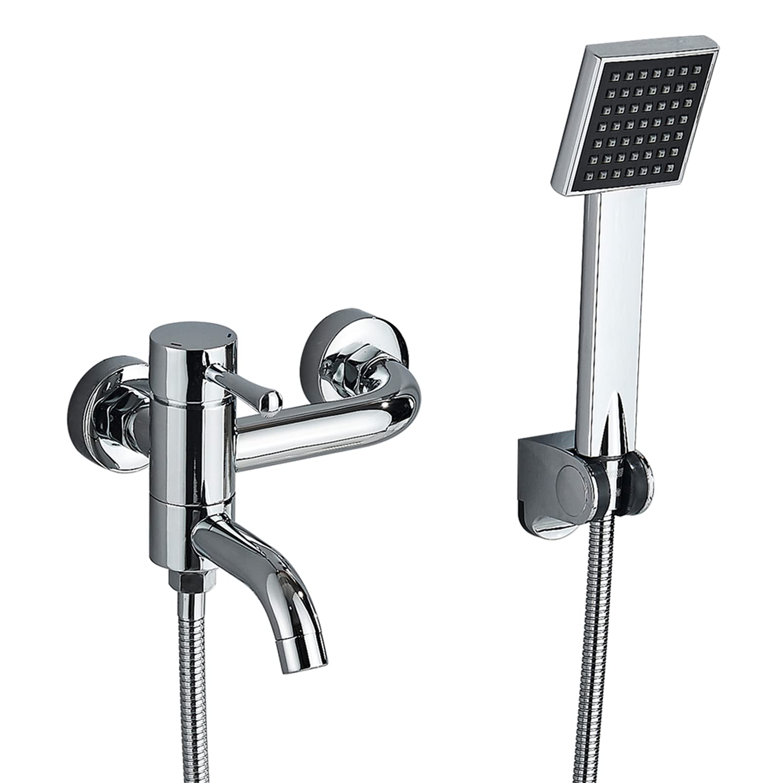 CWCQGH Bath Mixer Tap Bathtub Faucet/Tub Faucets, Swivel Spout Bathtub Mixer Tap, Single Handle Plastic Hand Shower Bath Shower Set Brass Mixer Valve