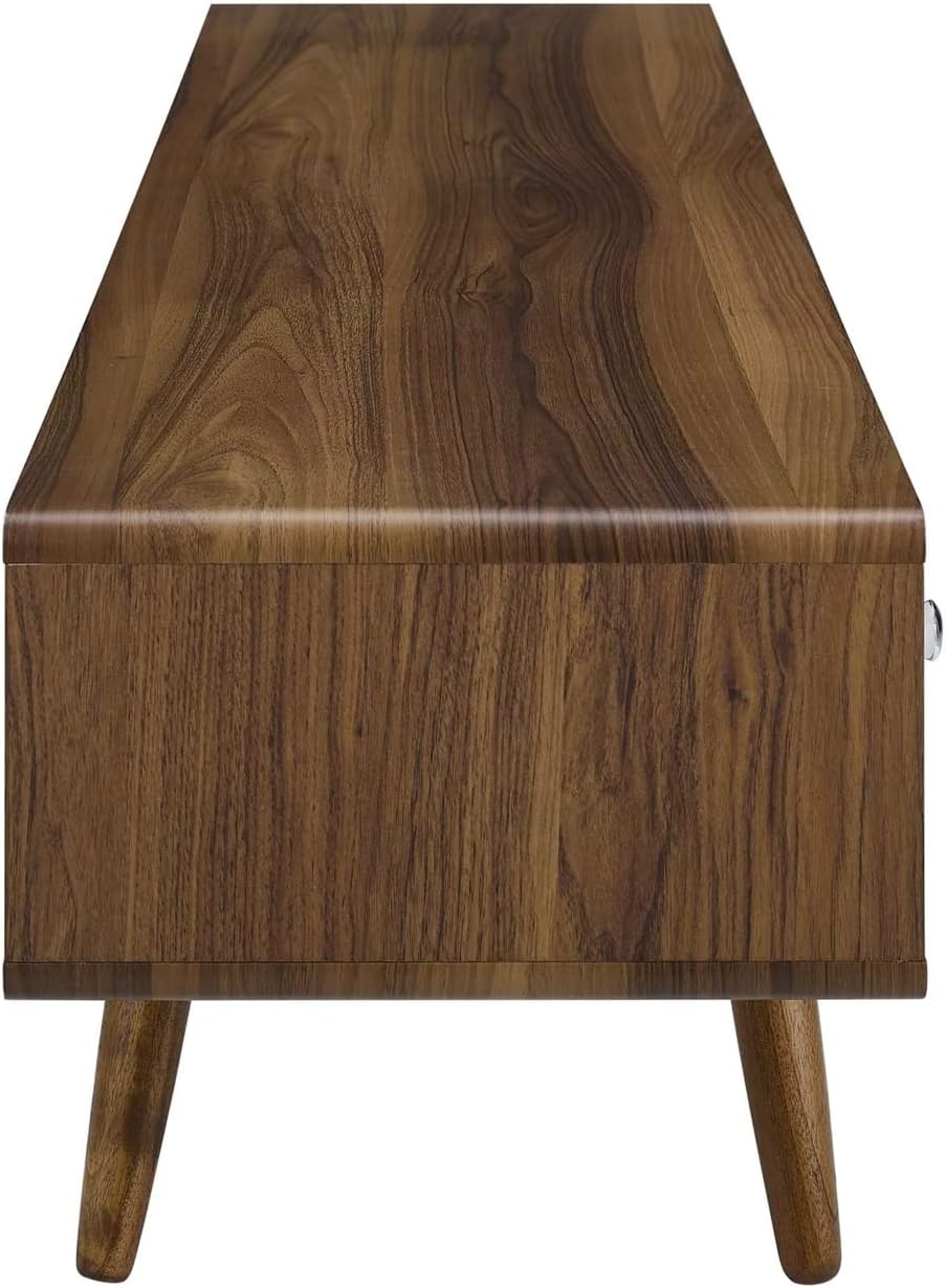Sleek 70'' Walnut White Media Console with Cabinet Storage