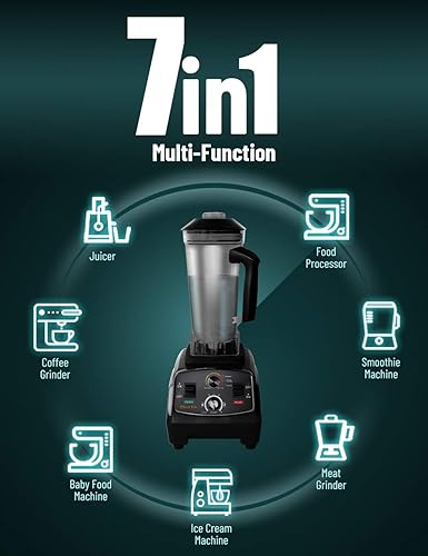 Miniatura 4 de WantJoin Licuadora profesional licuadora de encimera licuadora para cocina licuadora doméstica y comercial de alta potencia con temporizador