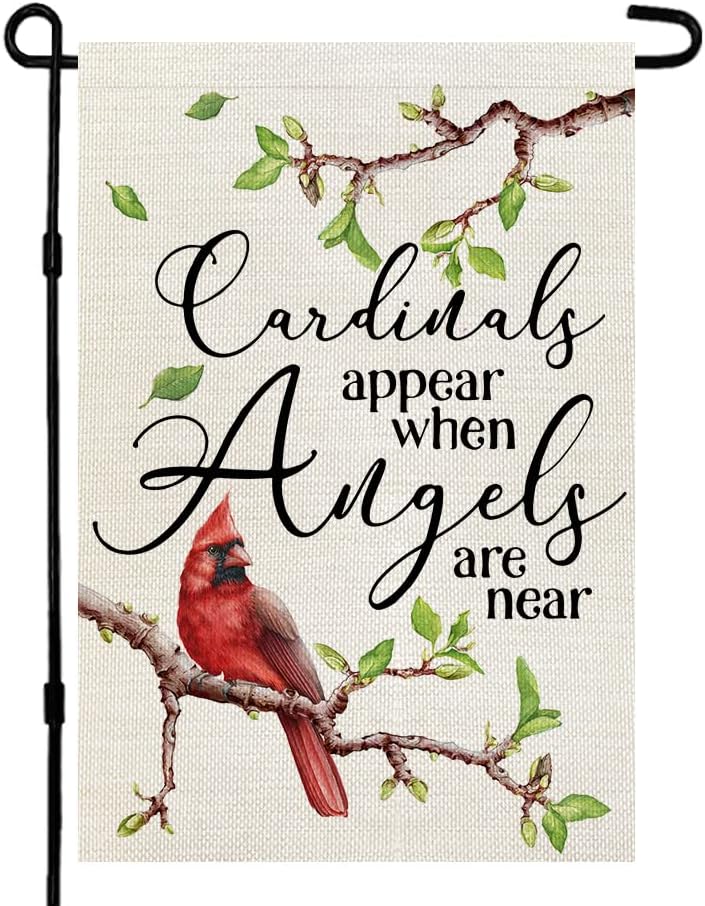House Flag I Am Always with You Garden Flag Cardinal 12×18 Inch Double Sided for Outside Memorial Gravesite Saying Burlap Small Yard Decoration CF830-12