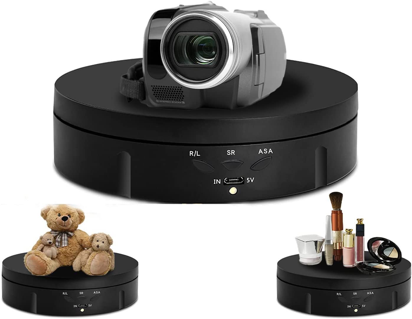 Padom chargeable Rotating Display Stand 5.7Inch 360 Degree,Photography Turntable Motorized Rotating Stand Display Table, for Photography Display Jewelry,Watch, 3D Models,Digital Product and Shows