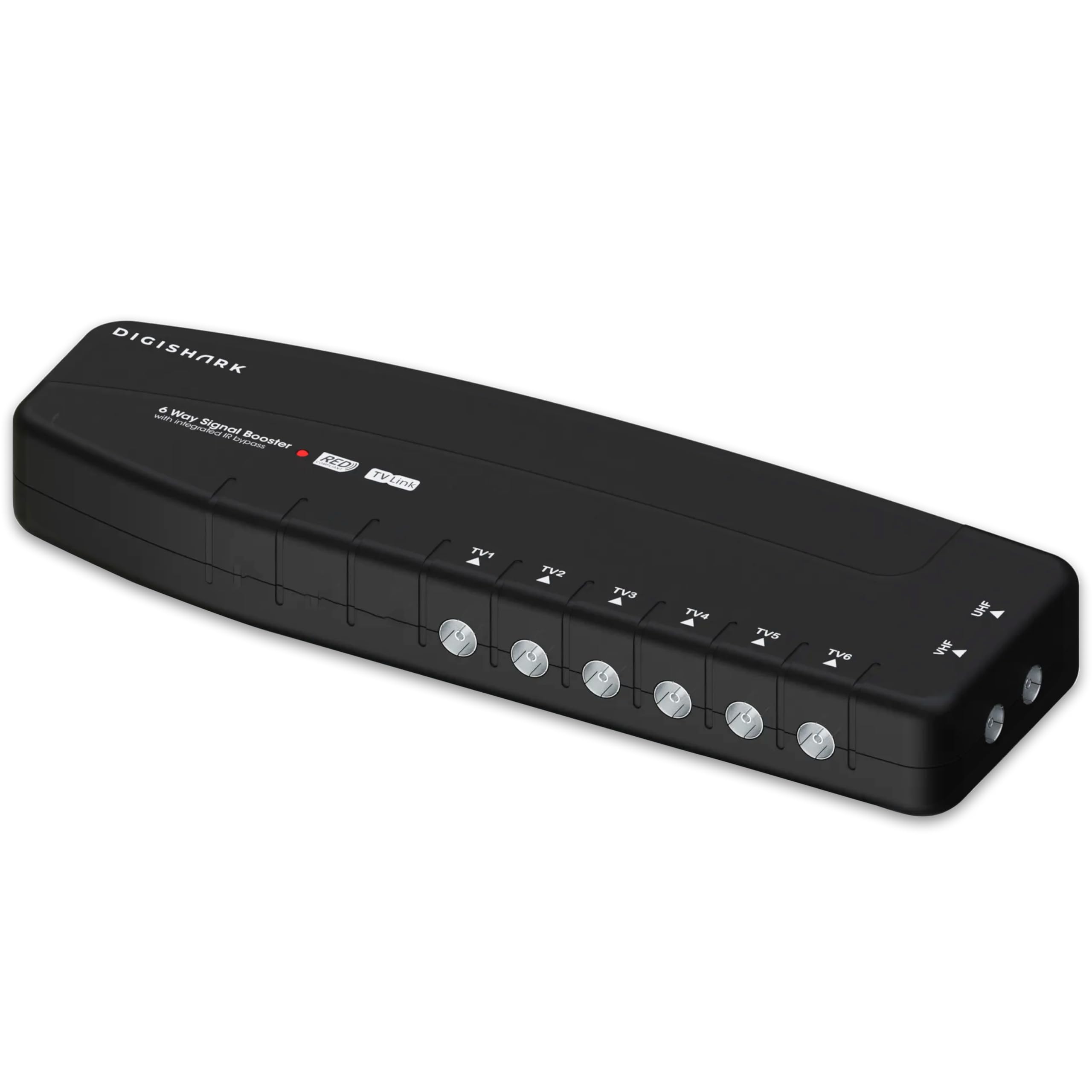 Amplificador divisor y amplificador de señal aérea de TV de 6 vías, mejora la calidad de imagen y recepción de canales, compatible con derivación IR, filtro LTE 4G/5G integrado, Freeview HD
