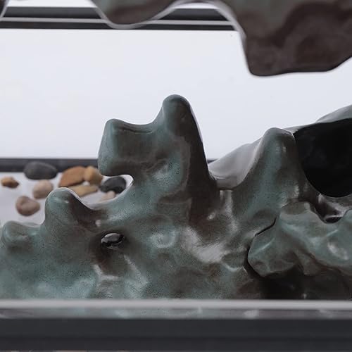 Miniatura 5 de Fuente de escritorio cascada con tanque de peces y roca, 17 pulgadas de largo x 8 pulgadas de ancho x 8 pulgadas de alto, adornos de acuarios para