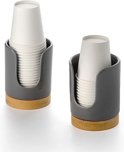 Miniatura 8 de Dispensador de tazas de baño de cerámica, soporte desechable de papel y plástico de 3 onzas, dispensador de tazas de enjuague bucal solo para baño,