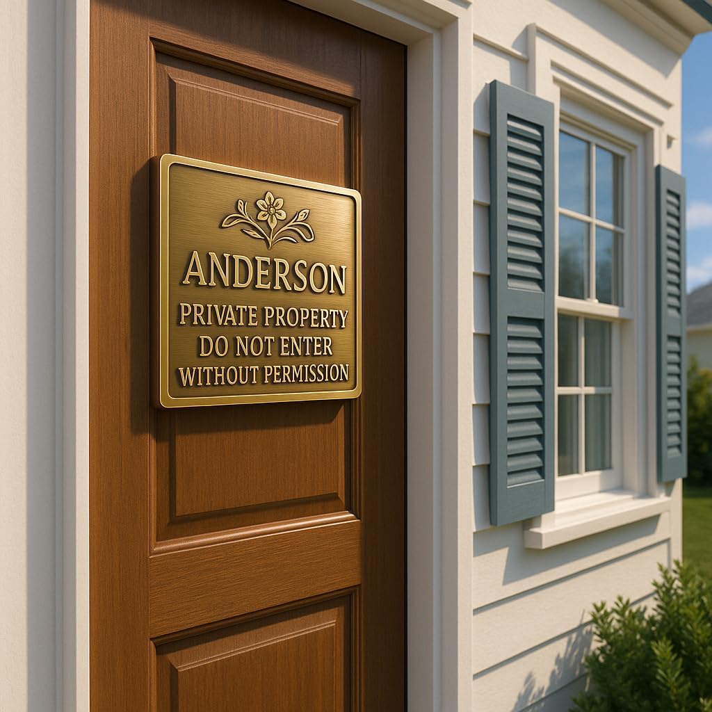 Private Property Sign, Cast Bronze Plaque, Engraved Security Warning, Wall Mountable, Indoor/Outdoor Use