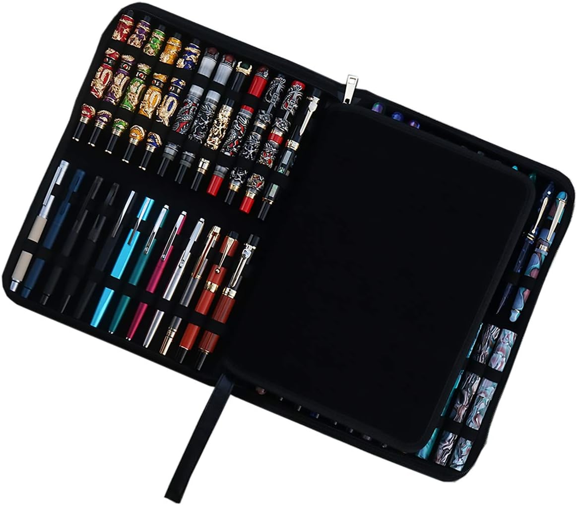 Lanxivi Fountain Pen Case Black Gray Coffee Style PU Leather 48 12 - Image 8