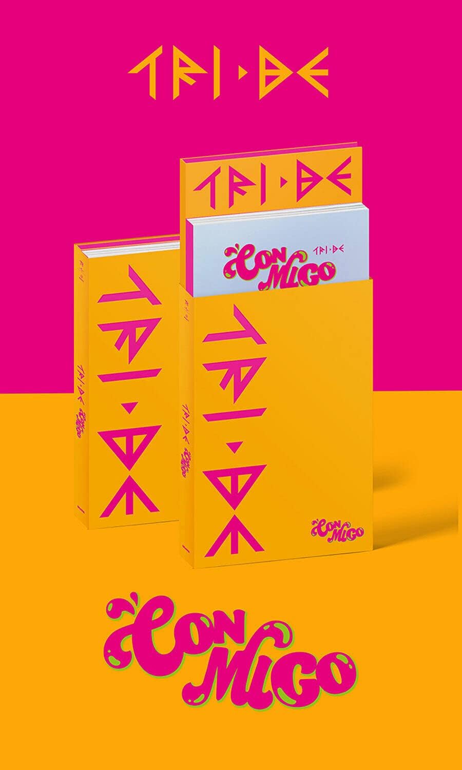 TRI.BE CONMIGO 2nd Single Album CD+84p Photo Book+Book Mark+Folding Post Card Set(1set 8ea)+Photo Card+Sticker+Transparent Photo Card K-POP SEALES+TRACKING CODE