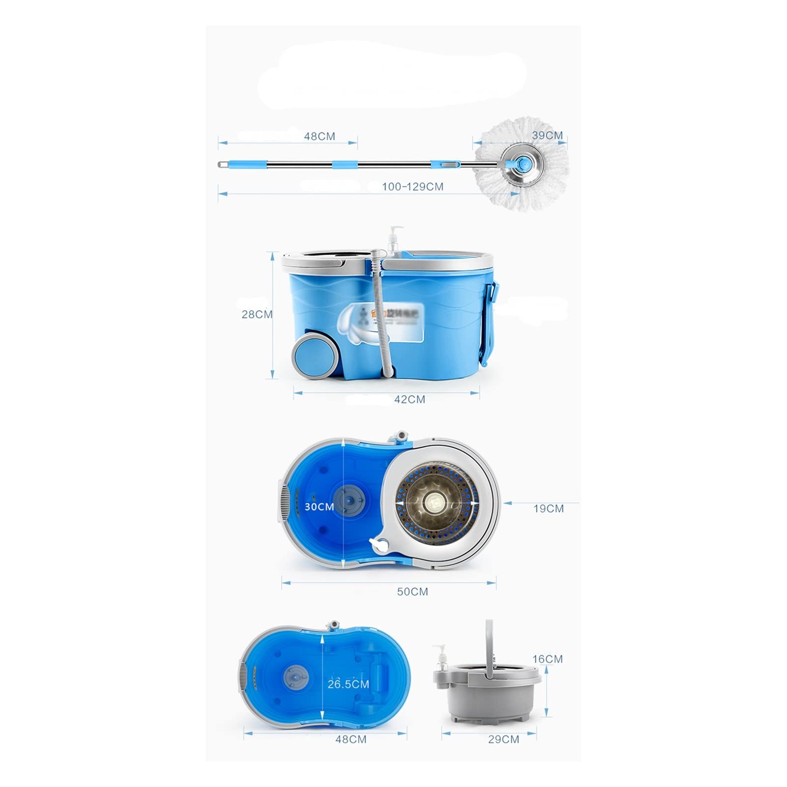 Juego de fregona y cubo giratorios SISTEMA DE COMBATE DE SPIN MOP Sistema de acero inoxidable Deluxe 360 ​​SISTEMA DE LIMPIEZA DE PISO DE CUBIERTO DE MOP con rueda for la limpieza del hogar Fregonas d