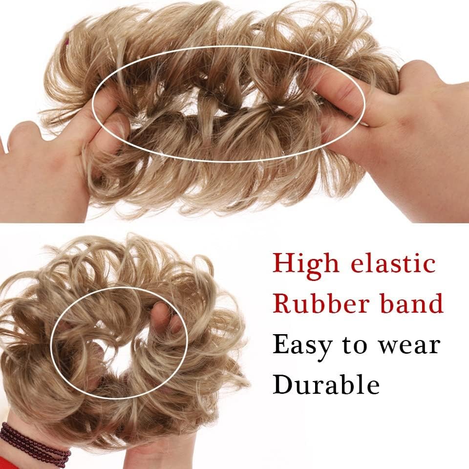 Messy Bun Hair (1/2Pcs) Bun Ponytail Hair Extensions for Women Girls Kids Synthetic Curly Donut Chignon Hairpieces Elastic Hair Band Updo Chignon Fluffy Messy Scrunchies Hair Real Human Hair Buns (Si