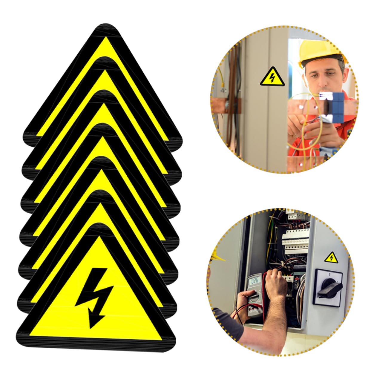 Autocollants de Signalisation Chocs Électriques Jaunes 15 Pièces Adhésifs | Étiquettes sans Texte, pour Panneaux Électriques et Équipements, Usage Extérieur ou Arrière-cour, Format Pratique