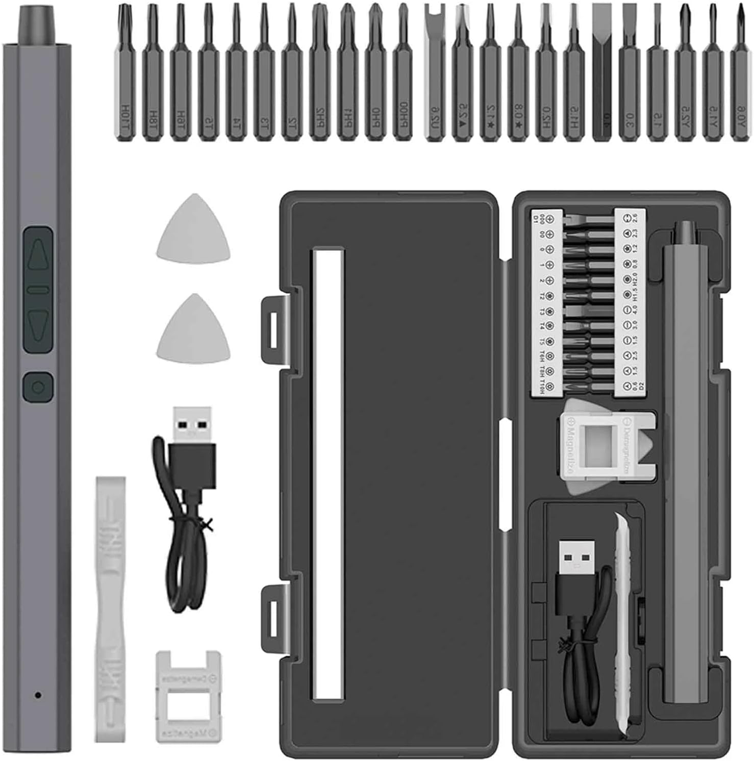 30 in 1 Cordless Mini Power Screwdriver Set, Electric Precision Screwdriver with LED Light Magnetic Bits for Phone, Watch, Laptop, Eyeglass, Electronics Repair - DIY Home Tool Kit