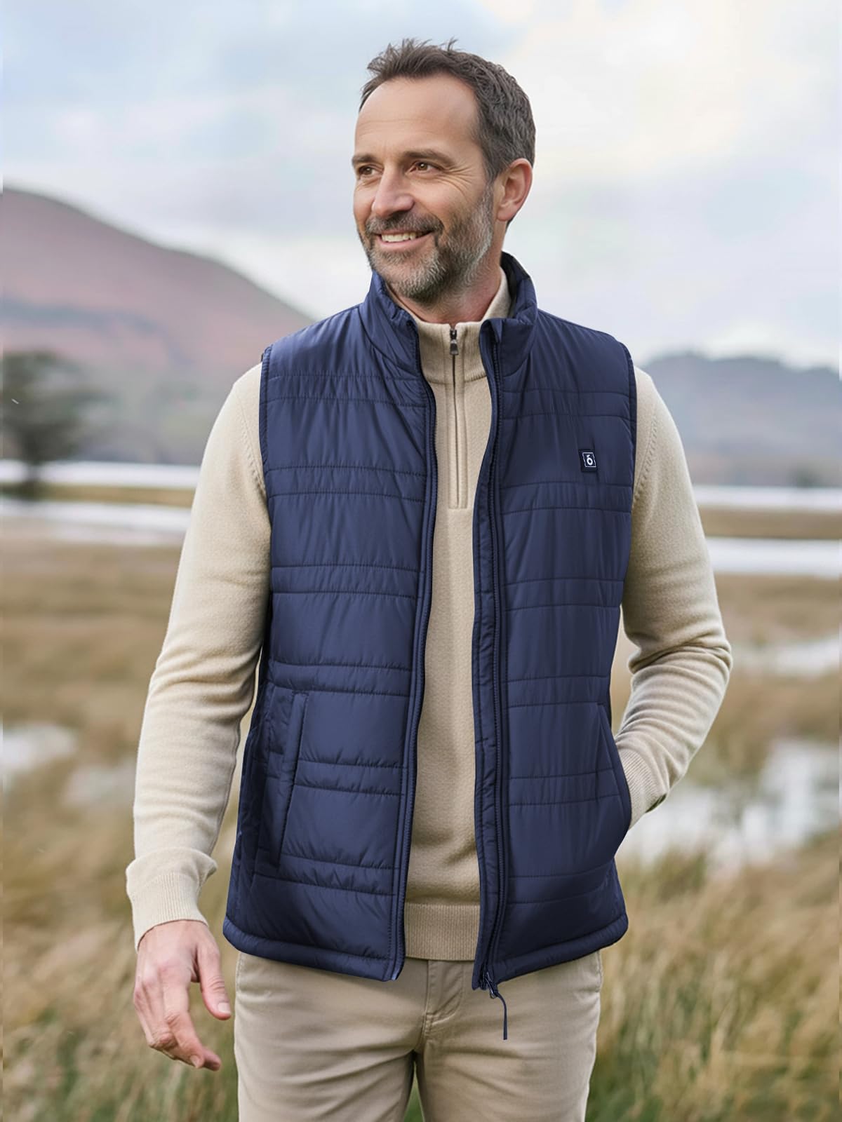 UNBON Gilet Riscaldato Uomo, Giubbotto Riscaldato Uomo con Batteria USB 10000mAh, Gilet Riscaldante Termico 3 Temperature 6 Zone di Calore, Giubbotto Riscaldante Invernale per Moto Caccia