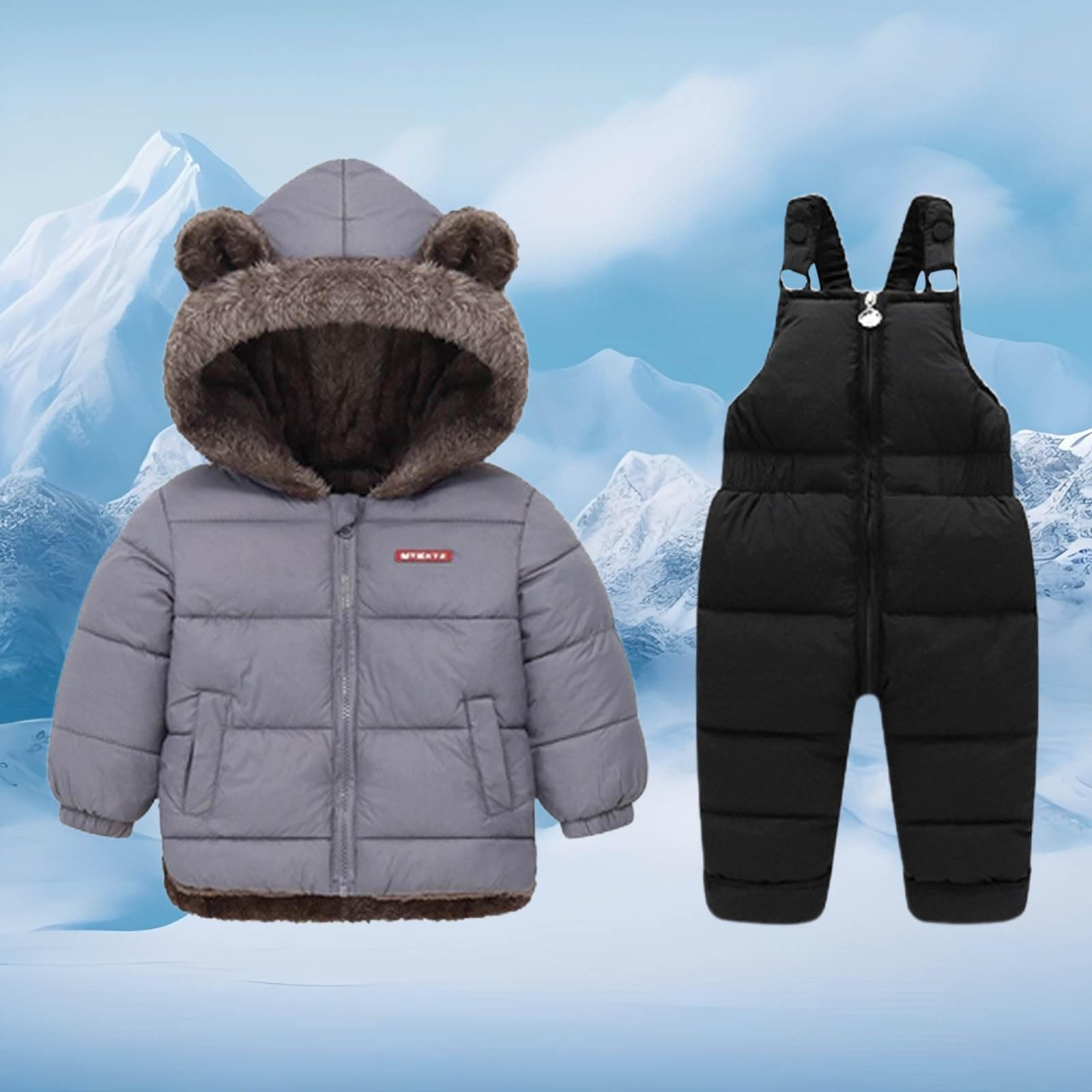 Tuta da neve termica per bambini piccoli, isolata e imbottita, tuta con giacca, abbigliamento caldo e accogliente per bambini, perfetto per giocare nella stagione fredda, all'aperto, vita quotidiana