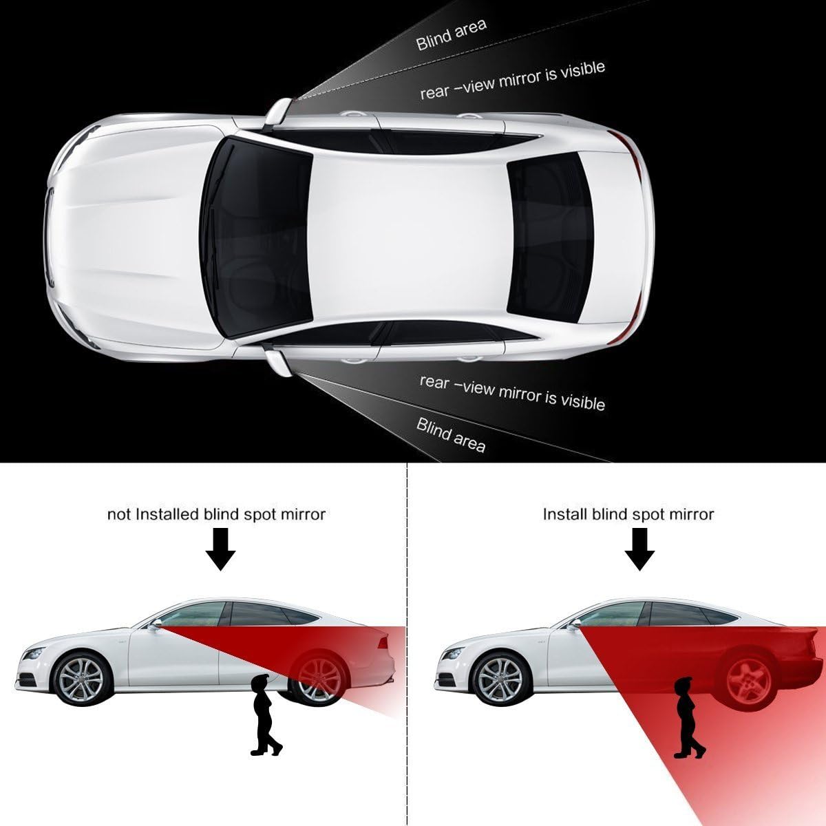 x xotic tech Blind Spot Mirror, 2'' Silver Round HD Glass Convex Adjustable Wide Angle Rear View Mirror,Universal For Car SUVs Truck Motorcycle (2pcs)