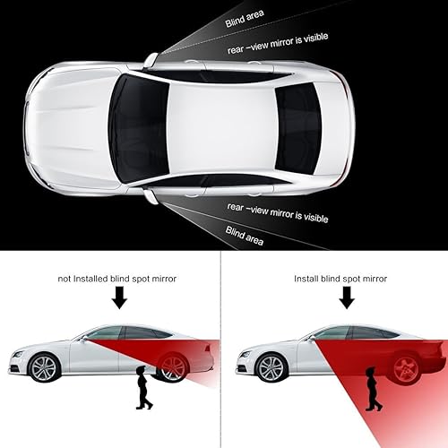 Miniatura 6 de Xotic Tech - Espejo de punto ciego, 5 pulgadas, marco rombo HD, de vidrio, convexo, ajustable, gran angular, espejo retrovisor, universal para