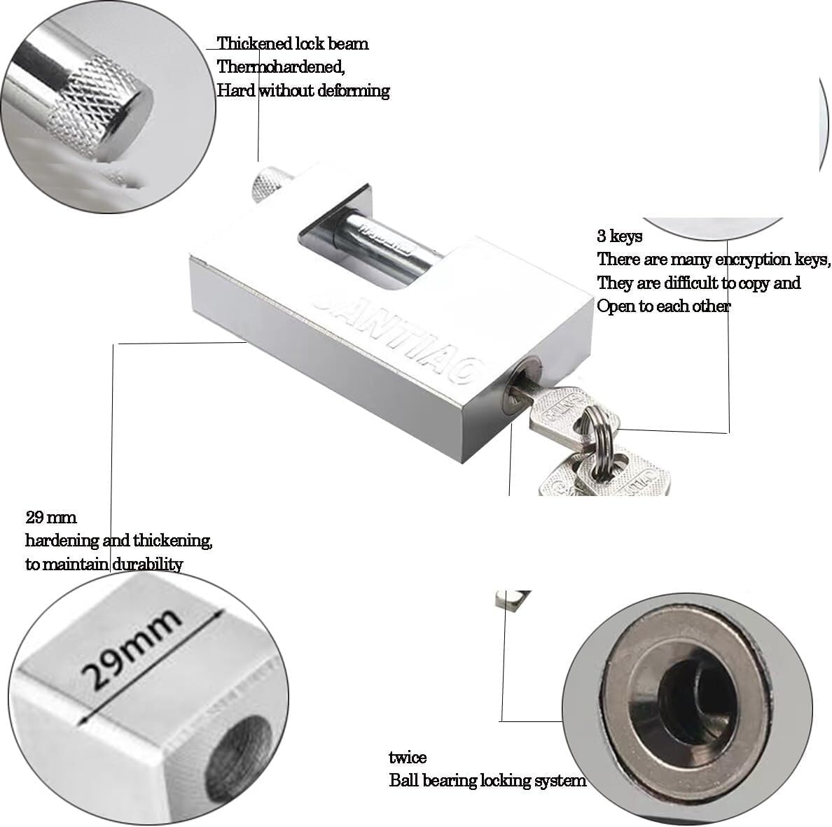 Xeerabdi Stainless Steel D-Shaped Pad Lock with Retractable Long Shackle | Wide Body 3/8" Stainless Steel Lock for Outdoor, Gym, School, Fence and Sports Lockers 3