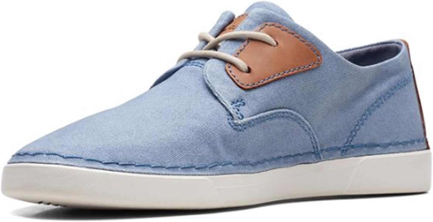 Clarks Men's Gereld Tie Sneaker, Blue Textile, 10