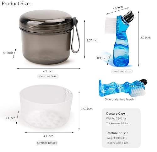 Miniatura 3 de Estuche de baño de viaje a prueba de fugas para dentaduras postizas completas, copas de dentadura para remojar dentaduras, vasos para dentaduras