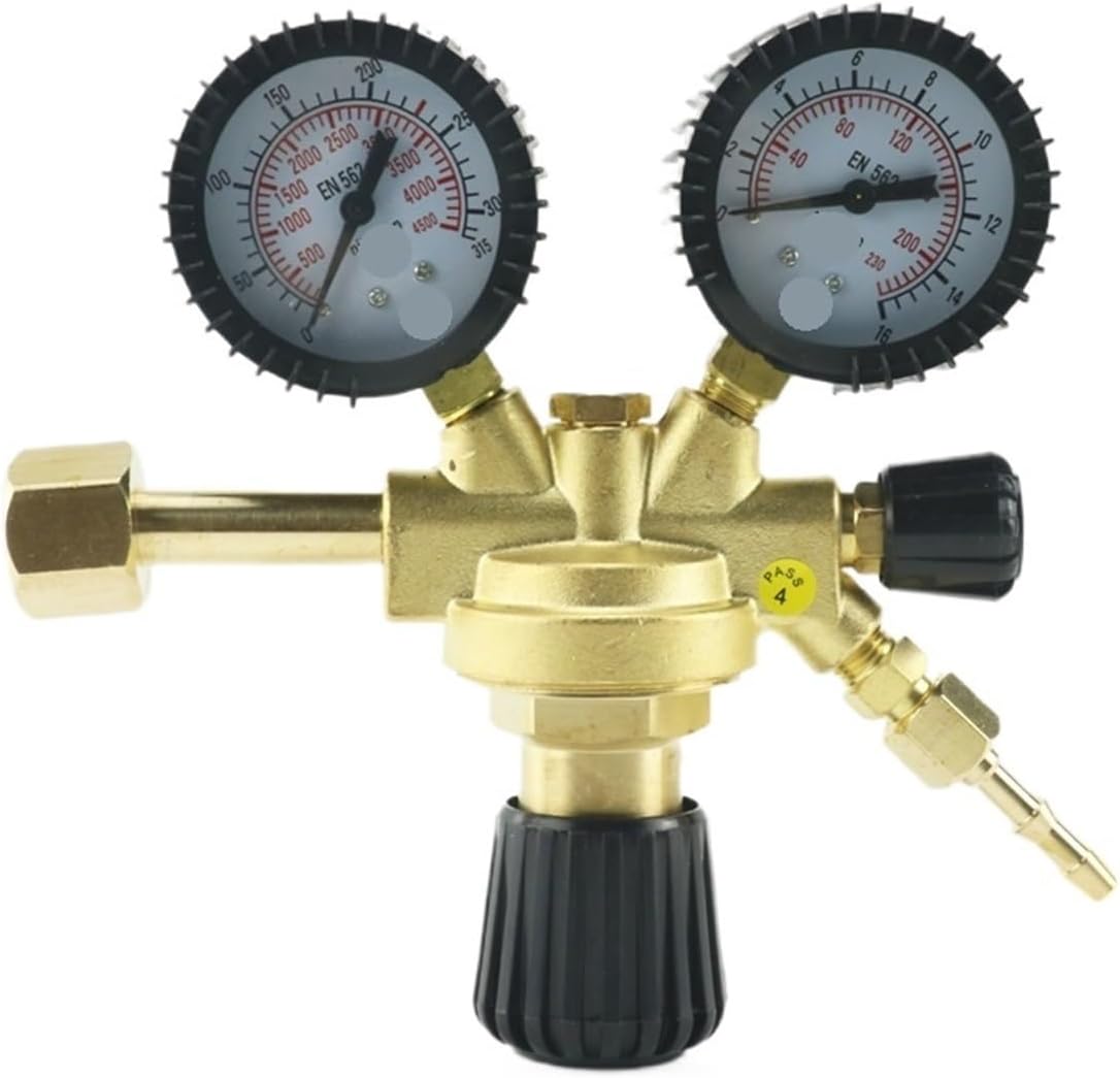 Brass nitrogen regulator 0-4500PSI gas pressure reducing valve connection pressure gauge welding W21.8 thread