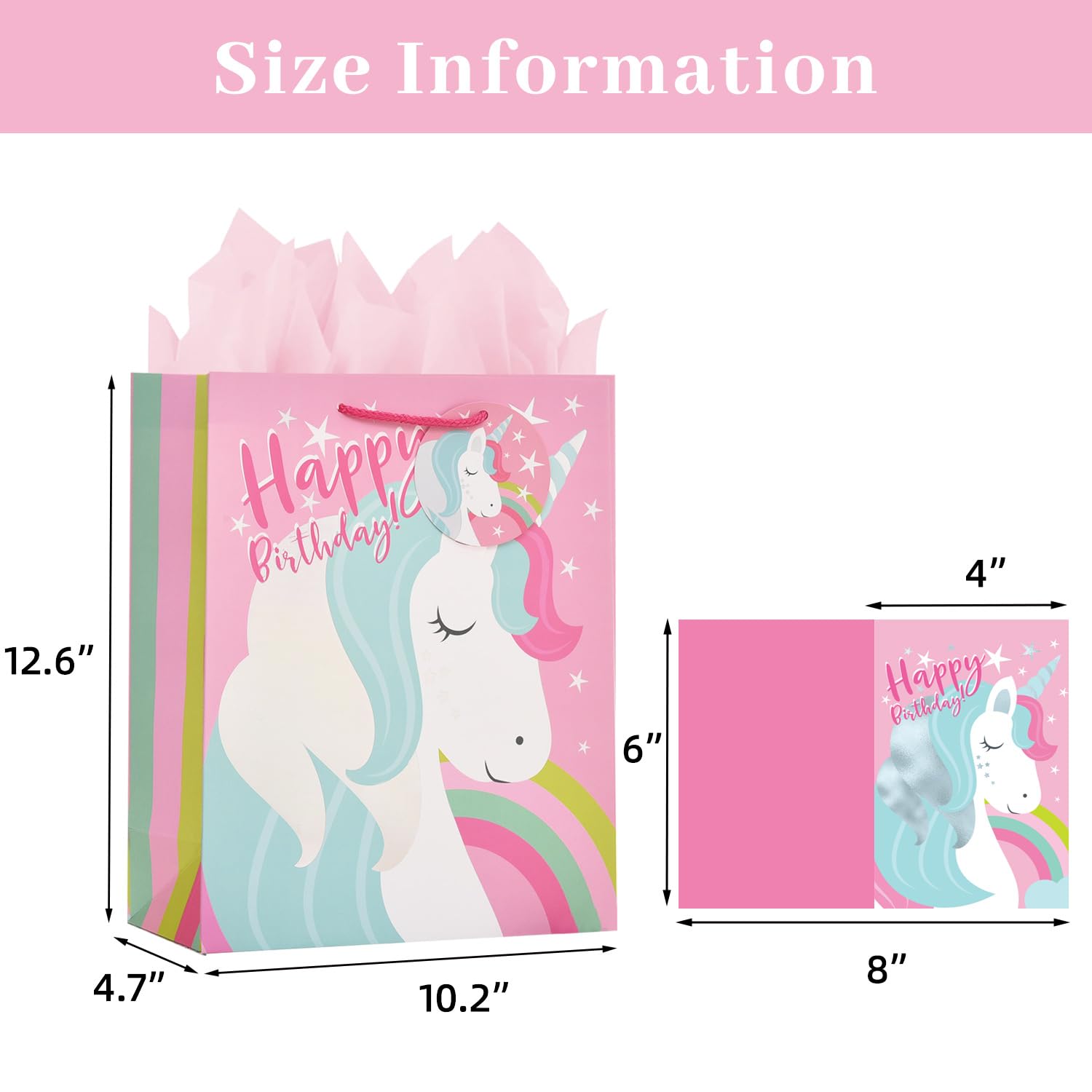 LEAYUGF 13" Large Birthday Gift Bag with Card and Tissue Paper For Birthday Party Anniversaries Supplies with Handles