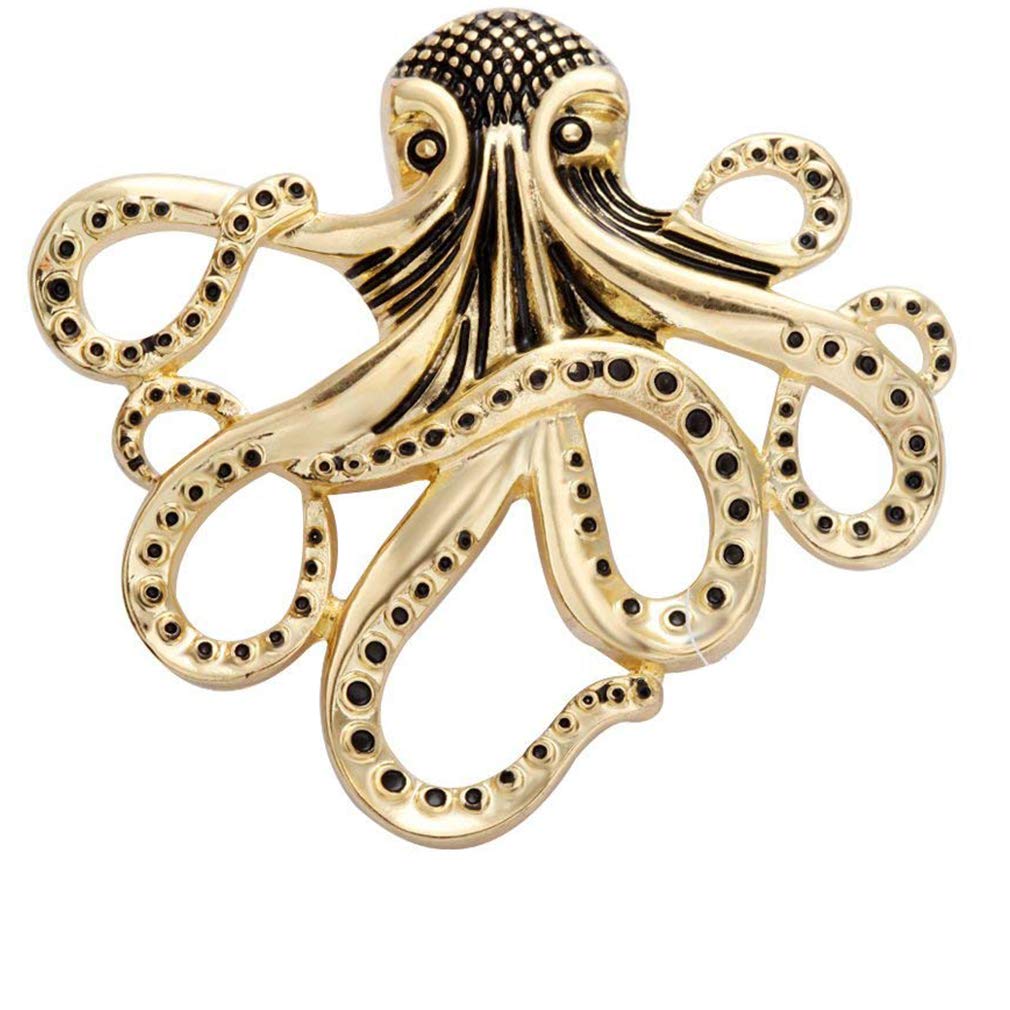 Vintage Black Spotted Nautical Octopus Magnet Brooch Badge Eyeglass Holder