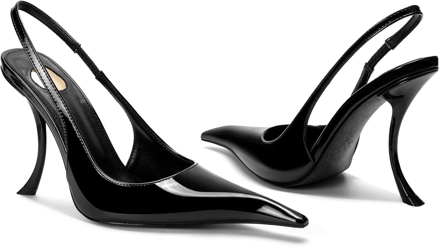 Stiletto High Heel Slingbacks for Women Patent Leather Closed Pointed Toe Pumps Slip on Elastic Strap Heeled Sandals Sexy Fashion Party Dressy Shoes - Image 5