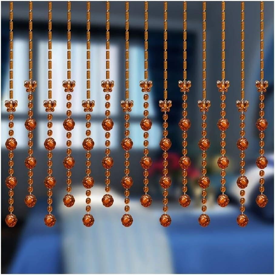 Rideau de porte perlé 32 brins en perles acryliques design géométrique