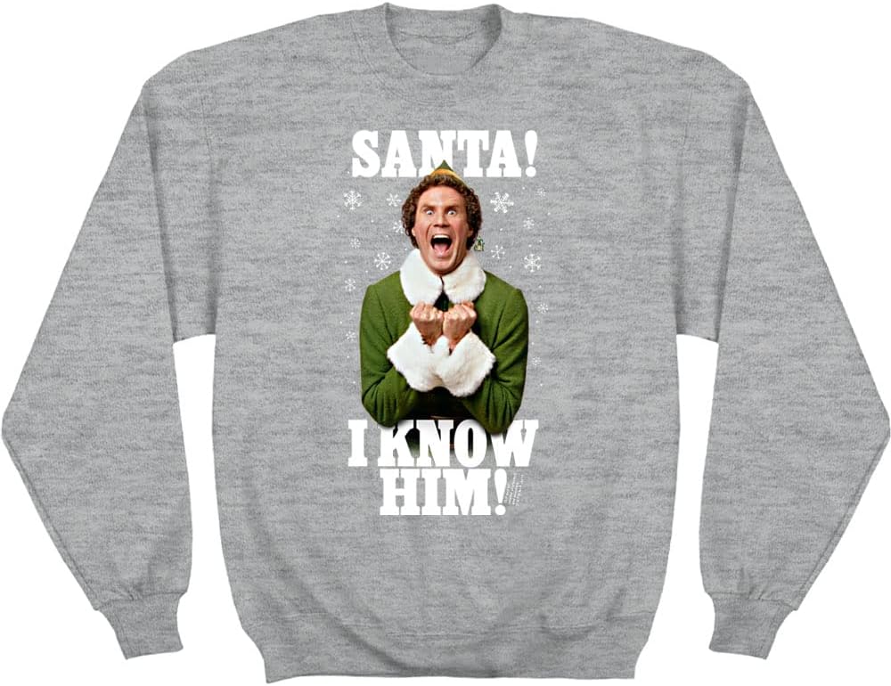 Elf Santa, I Know Him Adult Crew Neck Sweatshirt