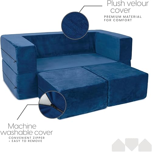 Miniatura 17 de Milliard Sofá infantil modular para niños pequeños y bebés, muebles de sala de juegos/dormitorio (negro) con almohada adicional Negro