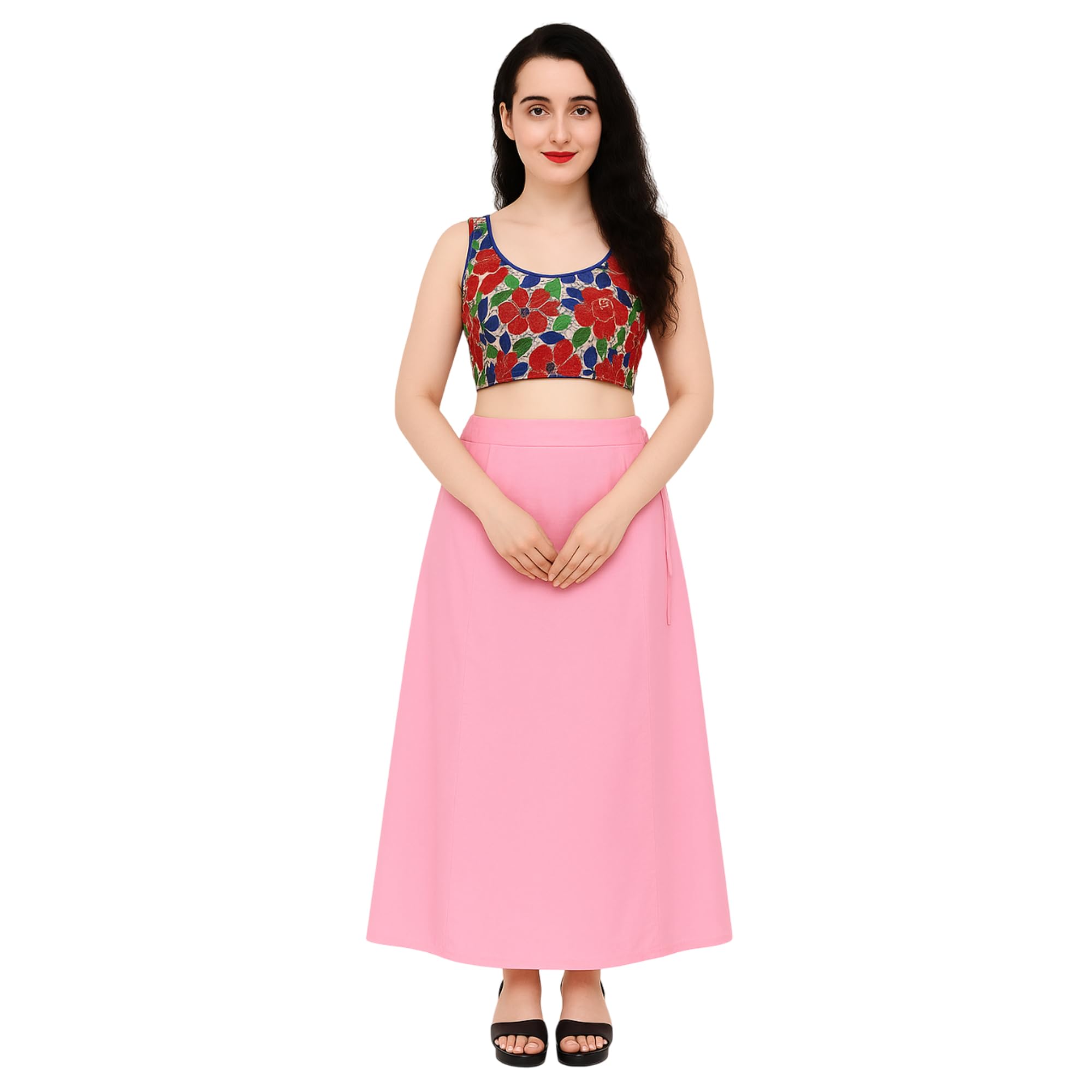ignoto Women's Full-Length Cotton Petticoat Skirt – Soft & Breathable Underskirt for Saree, Plain Design with Adjustable Waist-picture-48