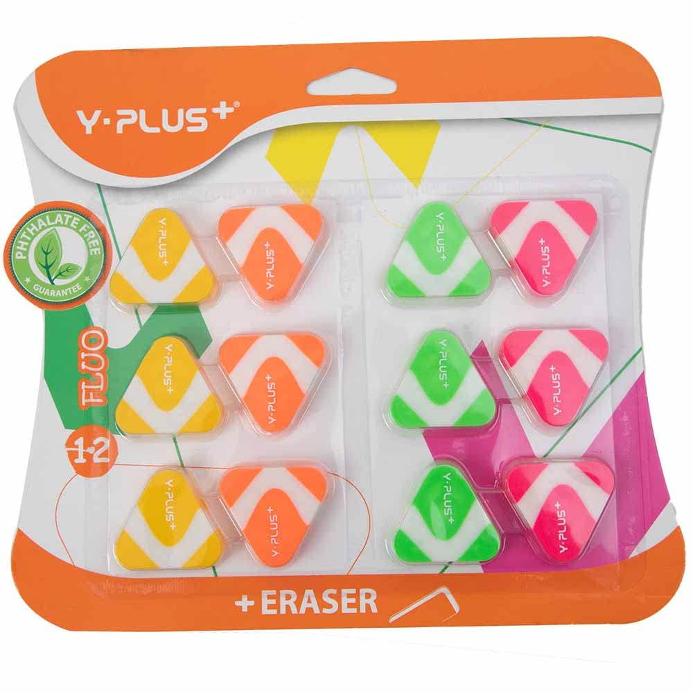 Y-plus eraser; 12pcs mini cute triangle eraser; Non-Toxic Kids Novelty Erasers
