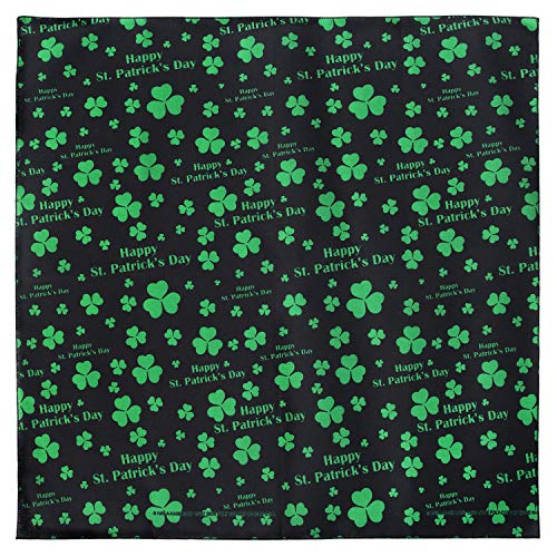 Happy St. Patrick's Day - Black Bandana - Single Piece 22x22 inch