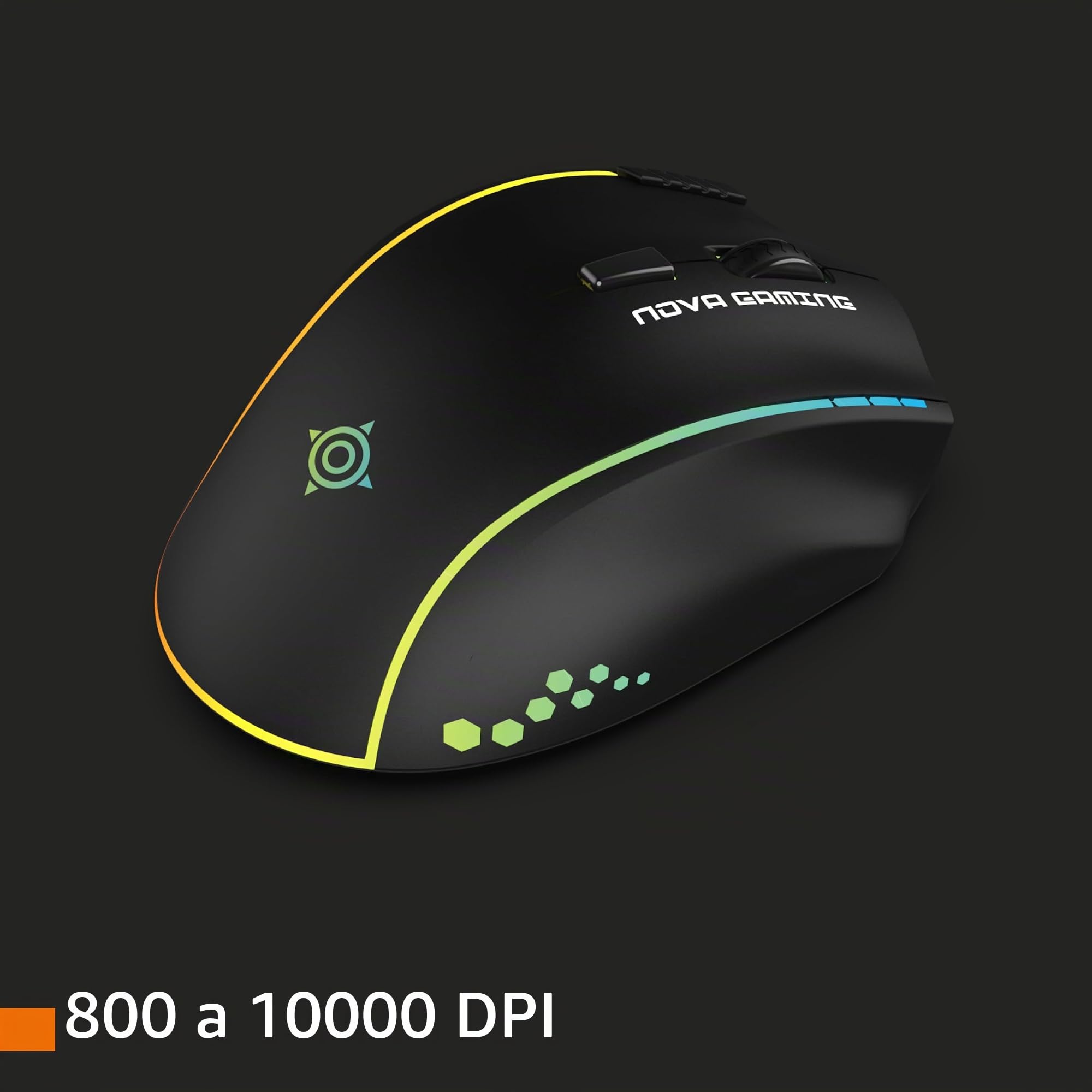 NOVA GAMING – PERSEE – Mouse Gaming Wireless RGB Programmabile – Software di personalizzazione, DPI regolabile, 9 animazioni LED, Mouse Ricaricabile