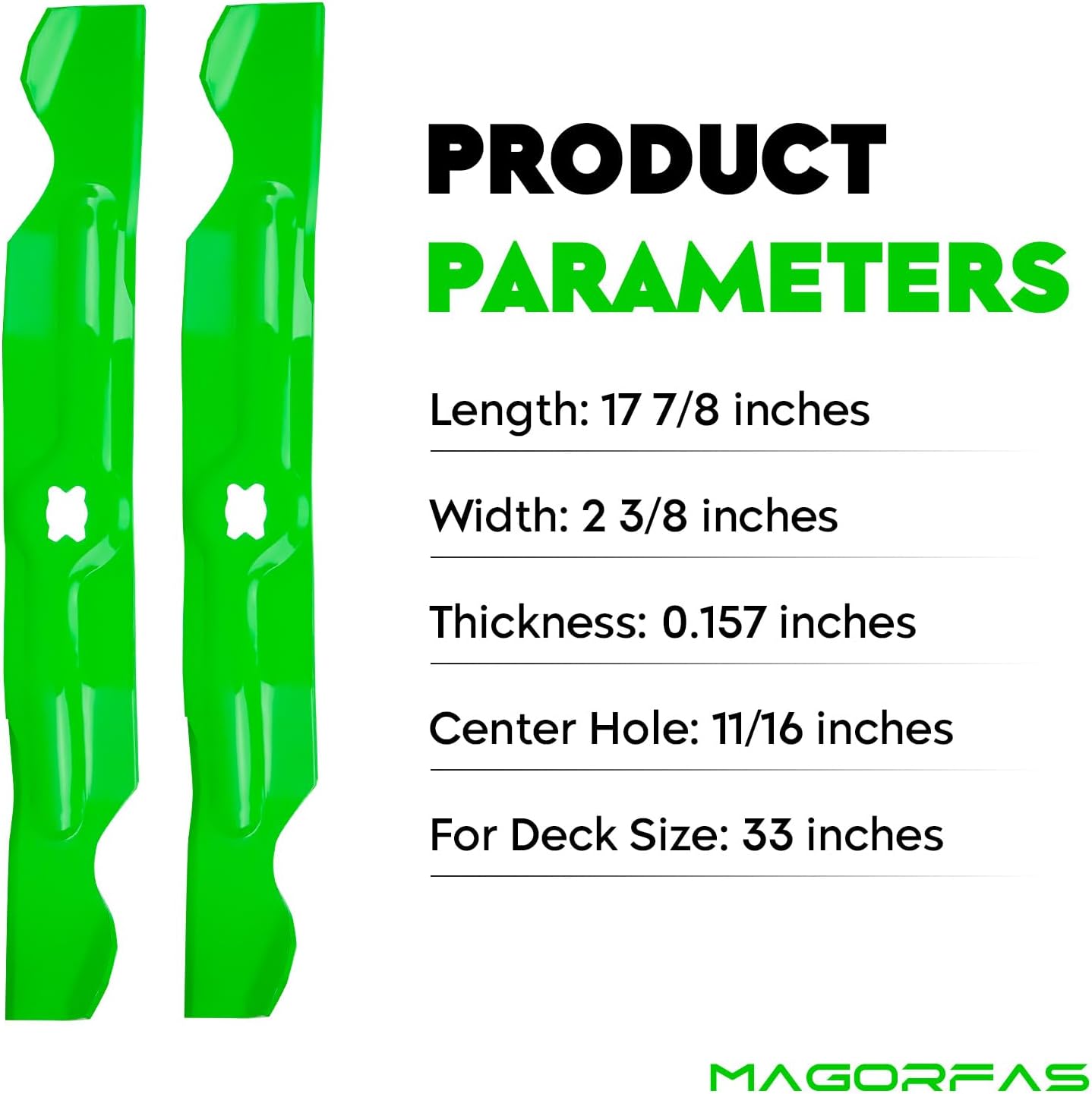 Lawn Mower Blades High Lift Blades with 33 inch Decks Fits for 742-04154 942-04154 942-04154A 742-04154A for Cub Cadet CC760 CC760ES CC800 Troy Bilt TBWC33XP Walk Behind Mowers, 2 PCS