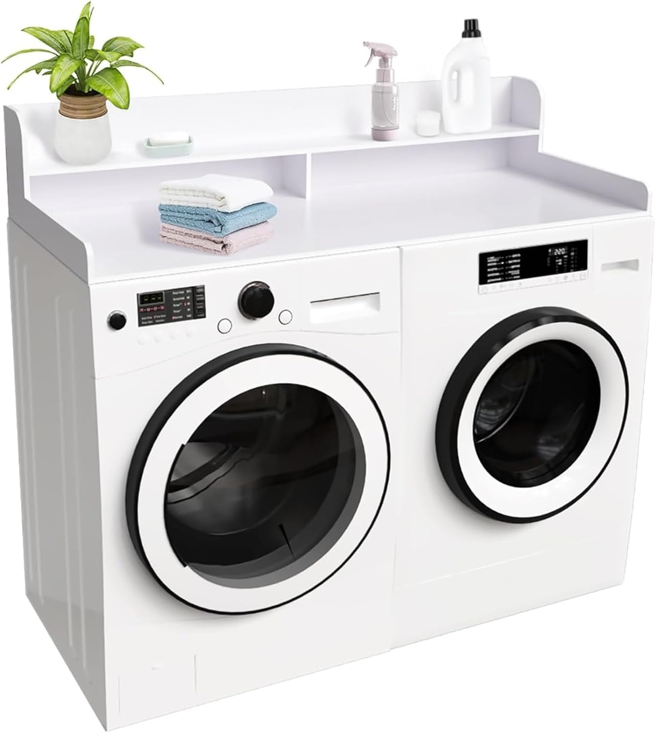 OXBZKMY 2-Tier Washer and Dryer Countertop Shelf, Laundry Washing Machine Topper with Storage Space for Small Apartment Kitchen Organizer