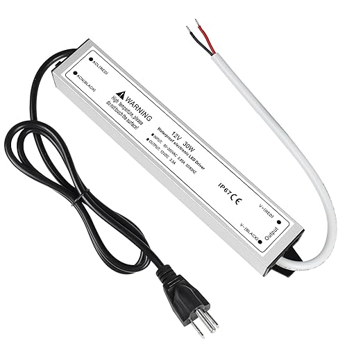 Miniatura 39 de LightningWill transformador impulsor de fuente de poder LED, impermeable, IP67, 110V CA a 12V DC con enchufe de 3 clavijas para uso externo