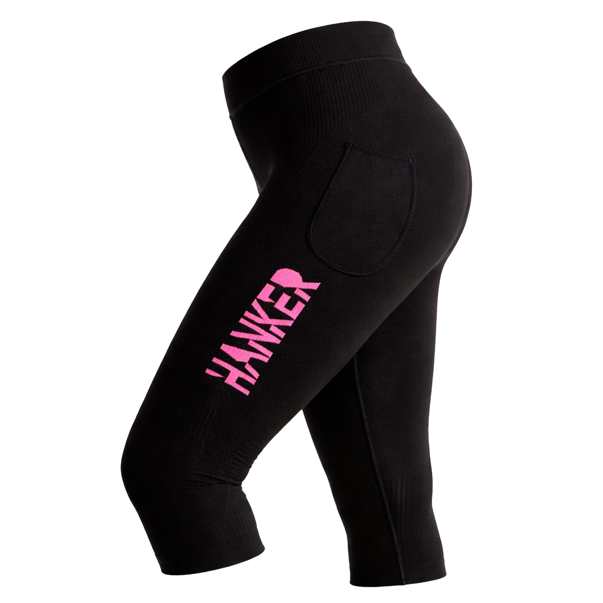 HANKER Leggings sportivi donna a compressione pirata corsa fitness con tasche e vita alta adattabile