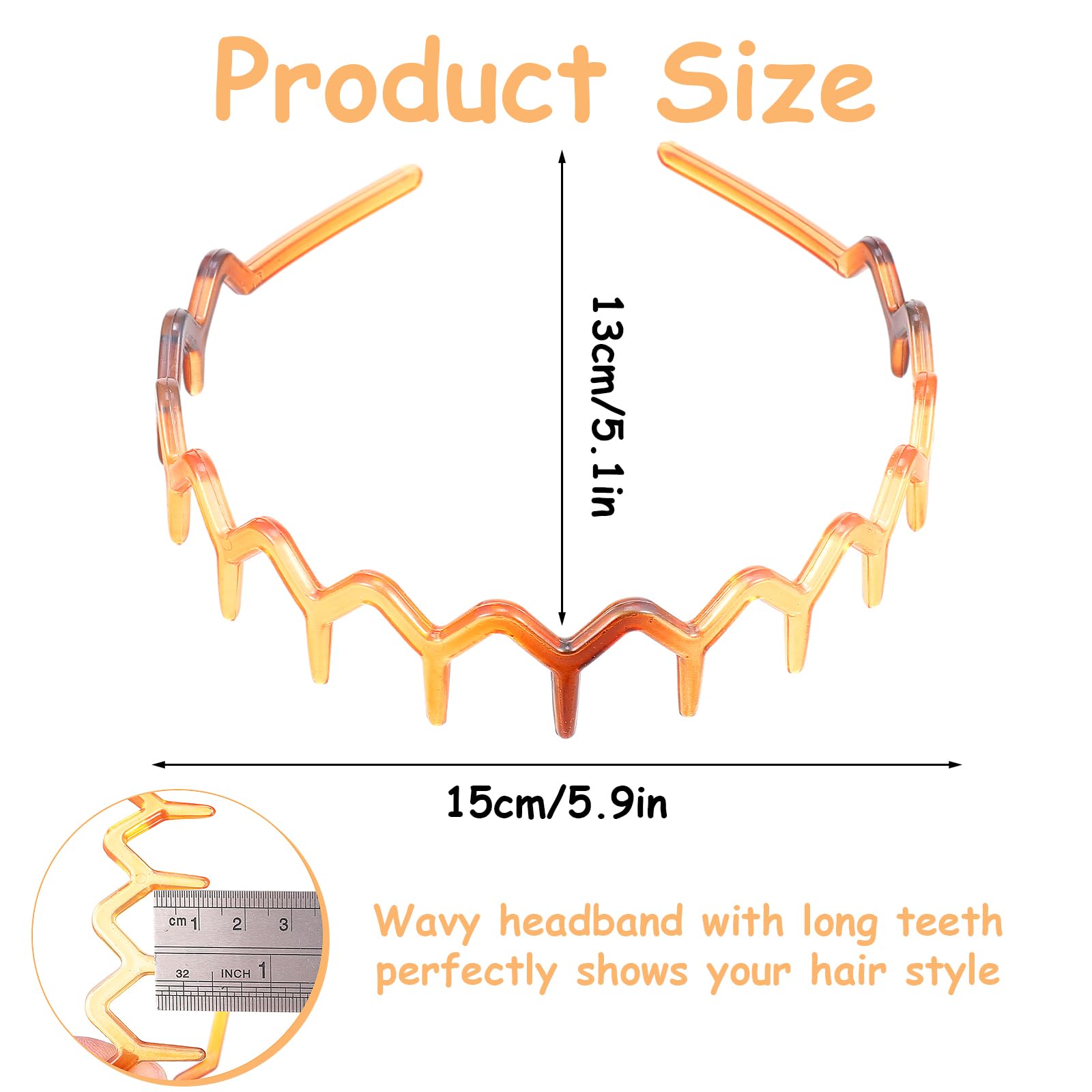 Cerchietto In Silicone A Zigzag Con Pettine Ondulato – Fascia Elasticizzata Antiscivolo Per Donna, 2 Pezzi Colori Nero E Tartaruga, Comoda E Senza Dolore, Accessorio Moda Per Tutti I Giorni