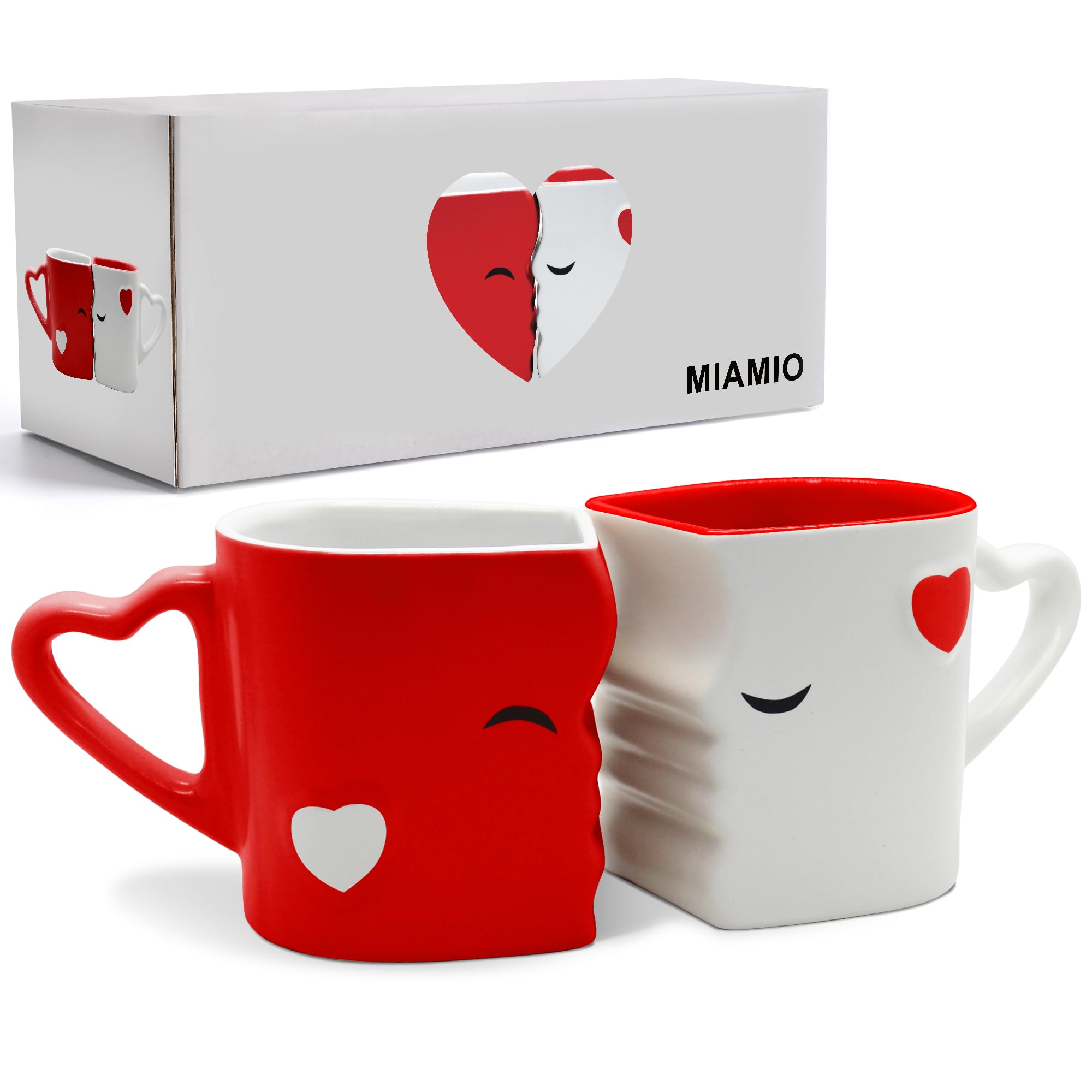 Coffee Mugs/Kissing Mugs Bridal Pair Gift Set for Weddings/Birthday/Anniversary with Gift Box (Red)