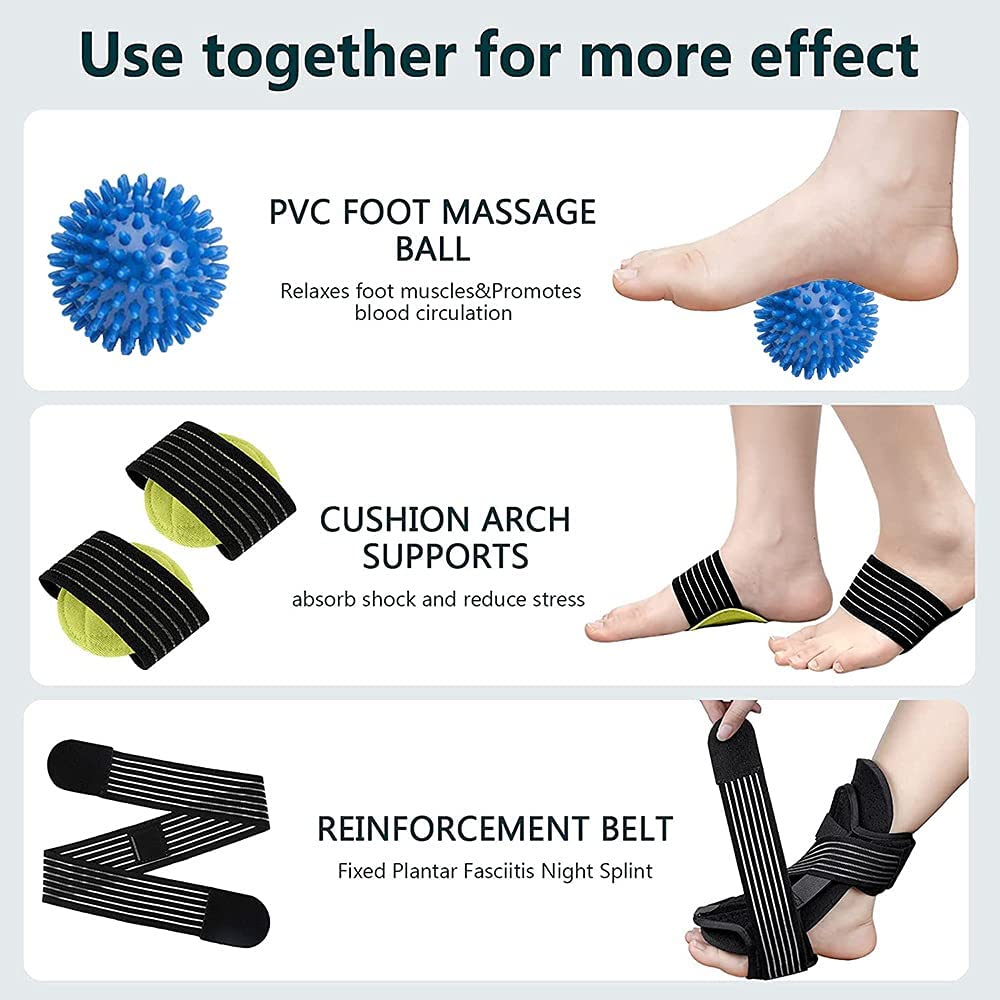 Plantar Fasciitis Relief Night Splint, ZIKO Upgraded Foot Drop Orthotic Brace Ankle Braces for Men Women, Adjustable Night Splint for Plantar Fasciitis Arch Foot Pain, Heel Pain, Achilles Tendonitis Support : Health & Household