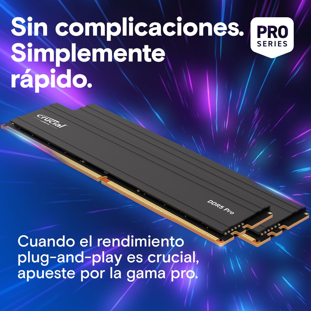 Crucial Pro RAM DDR5 128GB (2x64GB) 5600MHz, Intel XMP 3.0 / AMD
