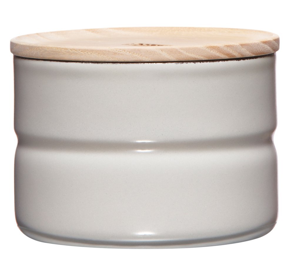 Riess, 2171-211 - Barattolo con coperchio in legno di frassino, diametro 8 cm, altezza 6 cm, capacità 230 ml, colore grigio chiaro