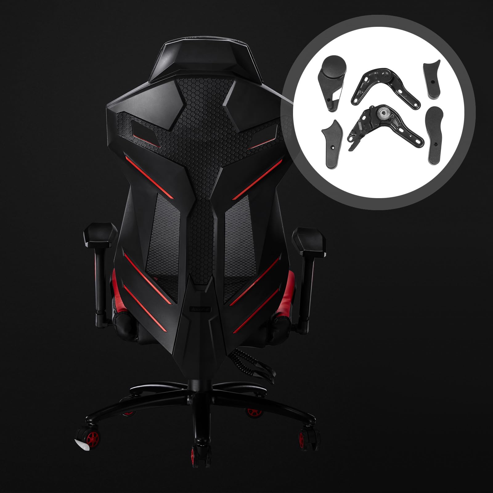 Zerodeko 6 Stück Versteller für Gaming Stühle Stuhldreher aus Kunststoff und Metall Mehrwinkeliger Stuhlregler für E Sport Zubehör Kompatibel mit Verstellbaren Spielstühlen Schwarz