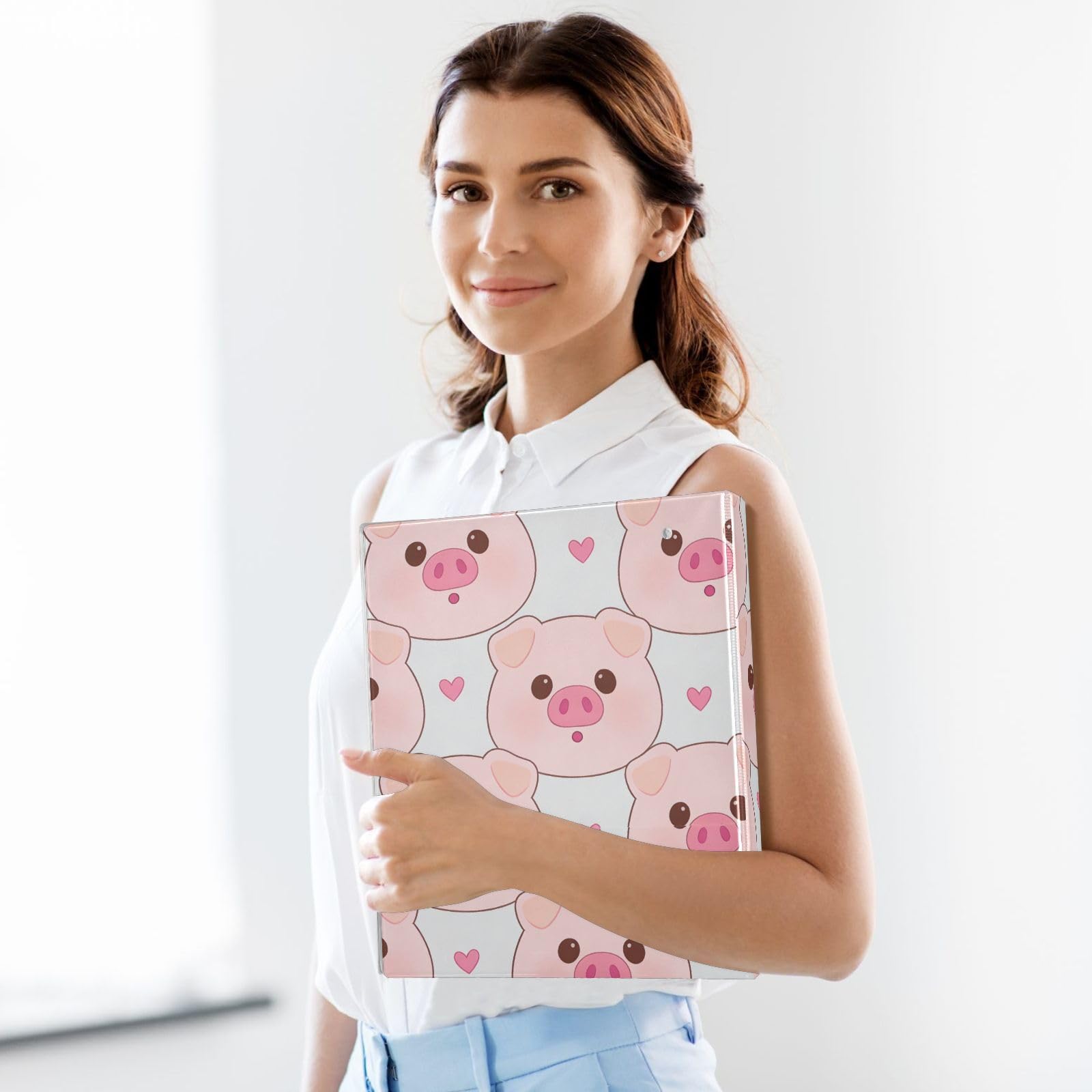 Raccoglitori per quaderni da 1,2 cm e mezzo con maialino rosa cartoonish