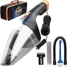 ThisWorx Car Vacuum Cleaner - Portable, Lightweight, Powerful, Handheld Vacuums w/Strong Suction, 3 Attachment Accessories, Carry Case - 12V, 4.8m Cord - Car Cleaning Kit