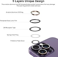 Vista 5 de Protector de lente para iPhone 14 Pro/iPhone 14 Pro Max, protector de pantalla de vidrio templado, protector de pantalla de cámara Ultra HD 9H